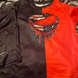 Red and black Short set. Never worn. XL